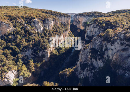 Spanien, Navarra, Wald von Irati, Scenic mit Schlucht Stockfoto