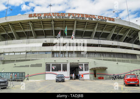 Sao Paulo SP, Brasilien - 04. März 2019: Cicero Pompeu de Toledo Stadium, auch bekannt als Estadio Morumbi. Der offizielle Sitz der Sao Paulo Futebol Stockfoto