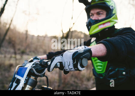 Portrait von Motocross Fahrer Stockfoto