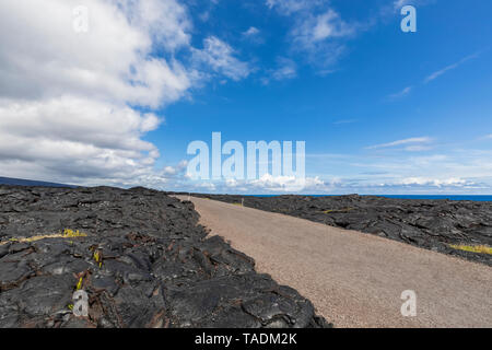 USA, Hawaii, Big Island, Volcanoes National Park, Ka Lae Apuki, kraterkette Straße Stockfoto