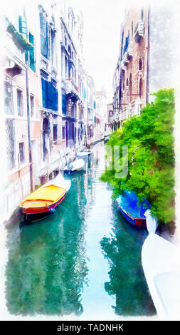 Romantische Landschaft von Venedig, Italien. Computer Malerei Stockfoto