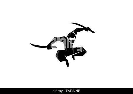 Abbildung Des Symbols „Creative Black Ninja Logo Vector Design“ Stock Vektor