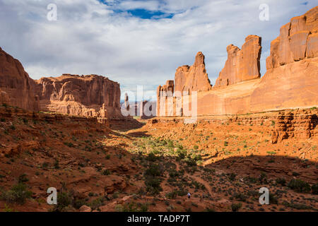 USA, Utah, Arches National Park, Steinmauer der Abschnitt Fenster Stockfoto
