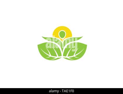 Kreative Yoga Person Leaf Logo Vektor Stock Vektor
