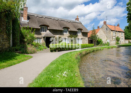 Die iconic Chocolate Box Reetdachhaus in Thornton le Dale in die North York Moors National Park Stockfoto