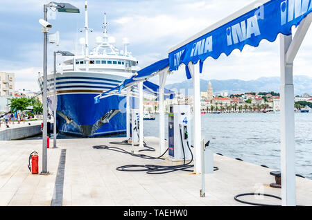 Boot Tankstelle in Split, Kroatien. Stockfoto