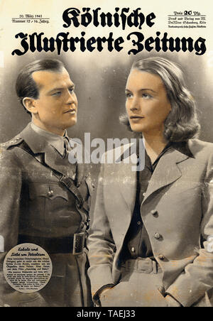 Titelseite, Kölner Illustrierte Zeitung, historische Edition, 1941, Titelseite, Kölnische illustrierte Zeitung, 1941, Lorre Koch und René Deltgen, DuMont Schauberg, Köln, Deutschland, Europa, Stockfoto