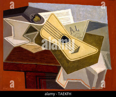 Juan Gris, Gitarre und Zeitung, Stilleben Malerei, 1925 Stockfoto