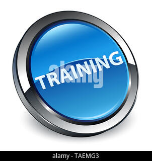 Training auf 3d-Blau runder Knopf abstrakte Abbildung isoliert Stockfoto