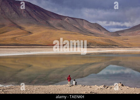 Licancabur Vulkan und die Laguna Verde, Salar de Uyuni, Bolivien Stockfoto