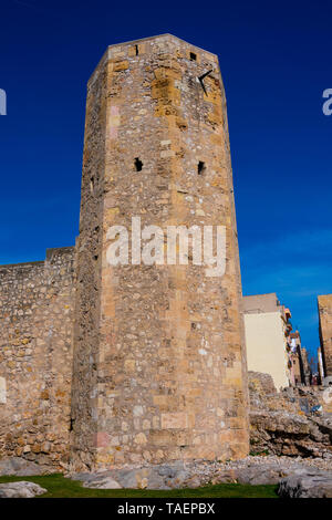 Tarragona, Spanien. Februar 8, 2019. Ansicht der Turm Teil des römischen Zirkus von Tarraco (Circo Romano de Tarraco) Stockfoto