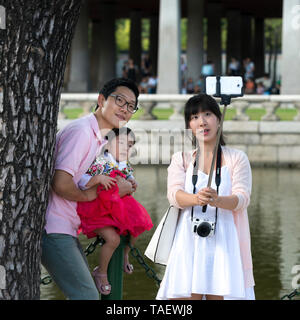 Familie selfie, Seoul, Südkorea Stockfoto