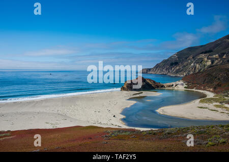 USA, Kalifornien, Big Sur River in den Pazifik fließt an Andrew Molera State Park Stockfoto