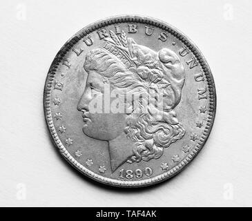 1890 uns Morgan Silver Dollar Stockfoto