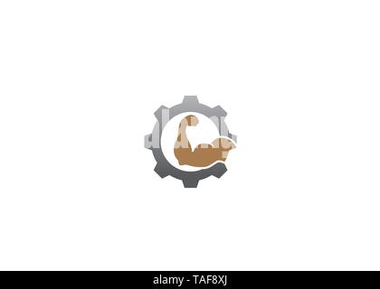 Abbildung: Creative Gear Arm Gym Logo Design Vektorsymbol Stock Vektor