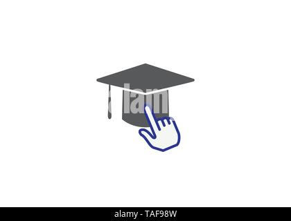 Creative Graduation Hat Hand Click Logo Design Vector Symbol Illustration Stock Vektor