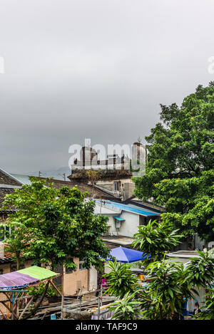 Blick auf den ummauerten Dorf Tsang Tai Uk (auch als Shan Ha Wai bekannt) in der Hong Kong New Territories Stockfoto