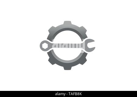 Kreative Gear Wrench Logo Design Illustration Stock Vektor