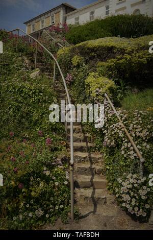 Treppe und Gärten, Ventnor Esplanade, Isle of Wight, Großbritannien, Stockfoto