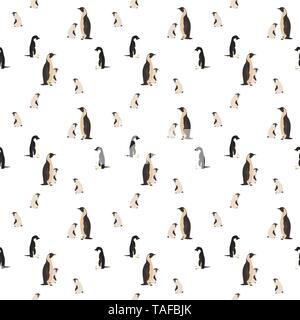 Bunte cartoon Penguins. Eltern und Kinder. Nahtlose Muster. Vector Illustration. EPS 10. Stock Vektor