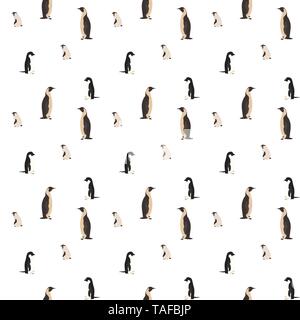 Bunte cartoon Penguins. Eltern und Kinder. Nahtlose Muster. Vector Illustration. EPS 10. Stock Vektor