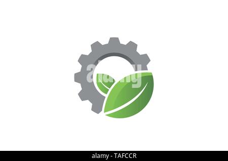 Kreative Gang Blatt Agrartechnik Logo Design Illustration Stock Vektor
