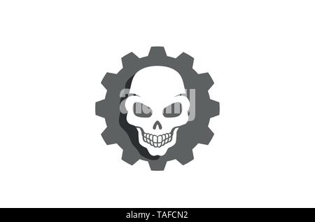 Kreative Gear Skull Logo Design Illustration Stock Vektor