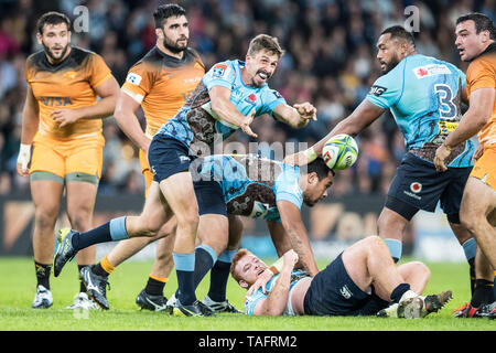 Sydney, Australien. 25 Mai, 2019. Jake Gordon von Waratahs Fütterung den Rücken während des Super Rugby-spiel zwischen Waratahs und Jaguares an Bankwest Stadion, Sydney, Australien, am 25. Mai 2019. Foto von Peter Dovgan. Nur die redaktionelle Nutzung, eine Lizenz für die gewerbliche Nutzung erforderlich. Keine Verwendung in Wetten, Spiele oder einer einzelnen Verein/Liga/player Publikationen. Credit: UK Sport Pics Ltd/Alamy leben Nachrichten Stockfoto