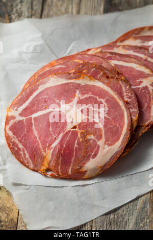 Organische italienische Capocollo deli Fleisch bereit zu Essen Stockfoto