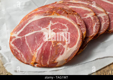 Organische italienische Capocollo deli Fleisch bereit zu Essen Stockfoto