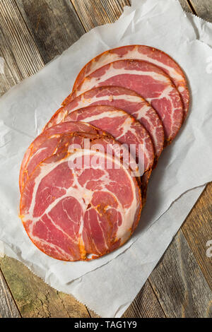 Organische italienische Capocollo deli Fleisch bereit zu Essen Stockfoto