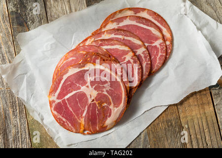 Organische italienische Capocollo deli Fleisch bereit zu Essen Stockfoto