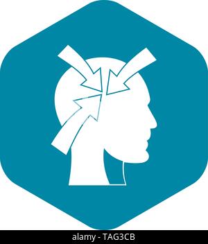 Kopf mit Pfeilen Symbol, einfachen Stil Stock Vektor