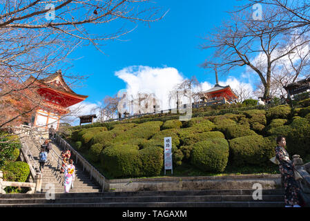 Nio-mon Tor oder Nio Tor, der Haupteingang der Kiyomizu-dera Tempel in Kyoto, Japan Stockfoto