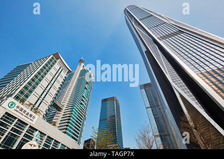 Wolkenkratzer in Futian Central Business District. Shenzhen, Guangdong Province, China. Stockfoto