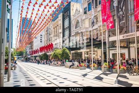 4. Januar 2019, Melbourne Vic Australien: Blick von Bourke Shopping Street in Melbourne, Victoria, Australien Stockfoto