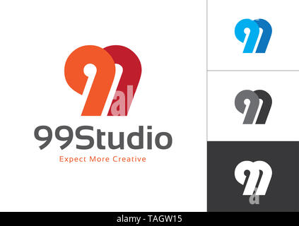 Die anfängliche Anzahl 99 verbunden Jeder anderen Vektor Logo Vorlage. Vektor Elemente für Firmenlogo, T-Shirts, Karten etc. Stockfoto