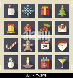 Flachen Farbe weihnachten Symbole für Web- und Anwendungen-Vektor Stock Vektor