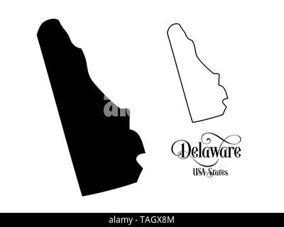 Karte der Vereinigten Staaten von Amerika (USA) Zustand von Delaware - Abbildung auf weißem Hintergrund. Stockfoto