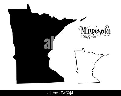 Karte der Vereinigten Staaten von Amerika (USA) Zustand von Minnesota - Abbildung auf weißem Hintergrund. Stockfoto