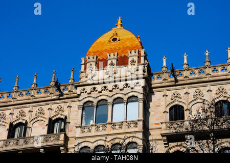 Barcelona, Spanien. Februar 9, 2019. Casa Rocamora oder Casa Lleo Morera gebaut von der Bassegoda Brüder auf Passeig de Gracia Avenue (Paseo de Gracia) Stockfoto