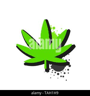 Logo mit medizinischen Cannabis marihuana Blatt Aquarell Stil Vektor Stock Vektor