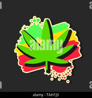 Logo mit medizinischen Cannabis marihuana Blatt Aquarell Stil Vektor Stock Vektor