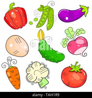 Kunst Gemüse. Die FlatStyle Eigenschaft. Die Stromversorgung Stock Vektor