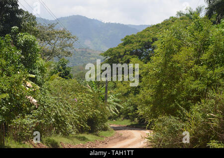 Felder und die bewaldeten Hänge in Guisa Gemeinde (Provinz Granma, Kuba), in der Nähe des Pico de la Bayamesa Nationalpark, südlichen Kuba Stockfoto