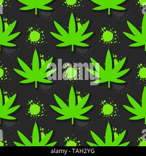 Marihuana Blätter nahtlose Muster. Hand gezeichnet Abbildung. Stock Vektor