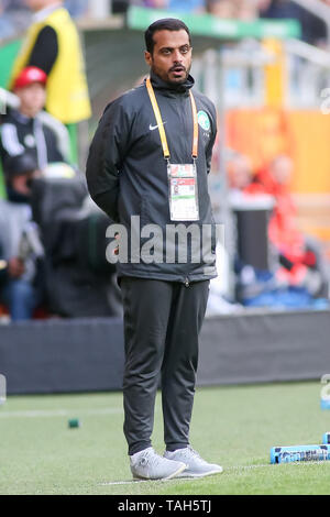 Gdynia, Polen, 25. Mai, 2019: Khalid Atawi, Haupttrainer während der 2019 FIFA U-20 WM Gruppe E Übereinstimmung zwischen Frankreich und Saudi-arabien in Gdynia Stadion in Gdynia. Credit: Tomasz Zasinski/Alamy leben Nachrichten Stockfoto