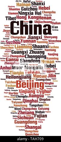 Städte in China Wort cloud Konzept. Collage aus Worte über Städte in China. Vector Illustration Stock Vektor