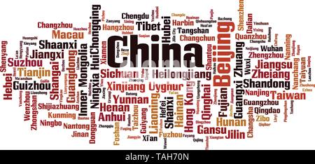 Städte in China Wort cloud Konzept. Collage aus Worte über Städte in China. Vector Illustration Stock Vektor