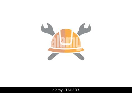 Kreative Helm Ingenieur Schraubenschlüssel Logo Design Illustration Stock Vektor
